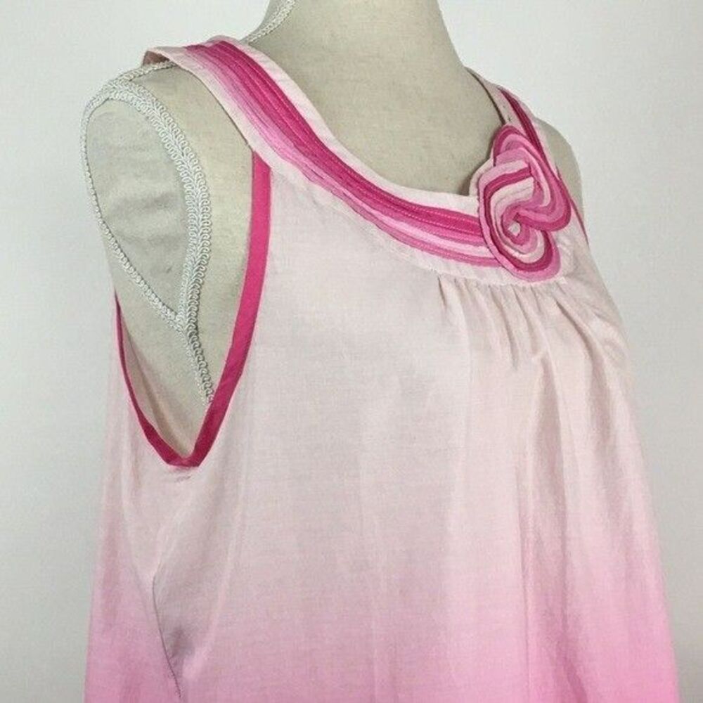 Tommy Hilfiger Womens Medium Pink Ombre Sleeveless Top Floral Neckline Tank - Picture 3 of 8